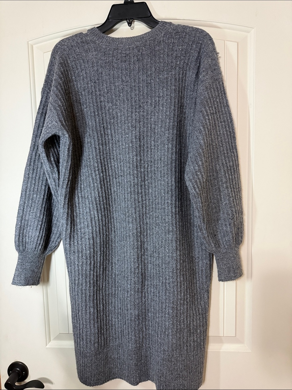 Jessica Simpson Charcoal Ribbed V-Neck Sweater Dress - Picture 5 of 5